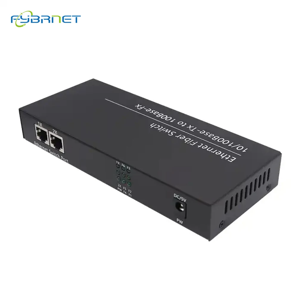 6F2E 10/100M 2*RJ45 6*SC 1310/1550nm simplex fiber Port 20KM Fast Ethernet Switch Media Converter