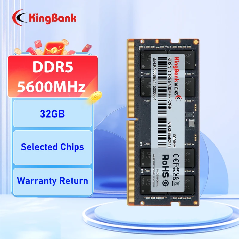 KingBank Ram Memory DDR5 Sodimm 32GB 5600MHz 5600 MHz PC5 Laptop Computer