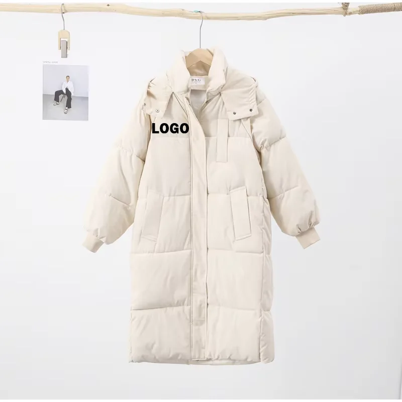 Benutzerdefinierte Damenjacke Verdickte Daunenjacke aus Baumwolle Damen Koreanische Version Lose Lange Overknee-Baumwolljacke Winterjacke Ins