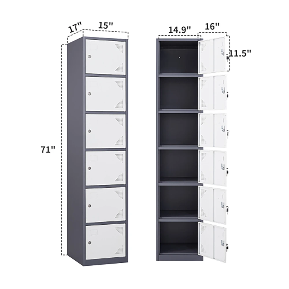 [Flash Sale]6/5/3  Door Locker Locker Storage Cabinet with Keys Lockable Locker for Employees School Home Office Grey[US-Stock]