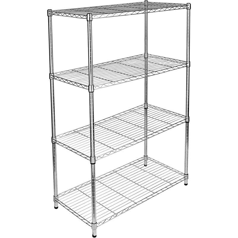 Simple Deluxe Heavy Duty 4-Shelf Shelving with Wheels,Adjustable Steel Organizer Wire Rack 1000 Lb Capacity, Chrome