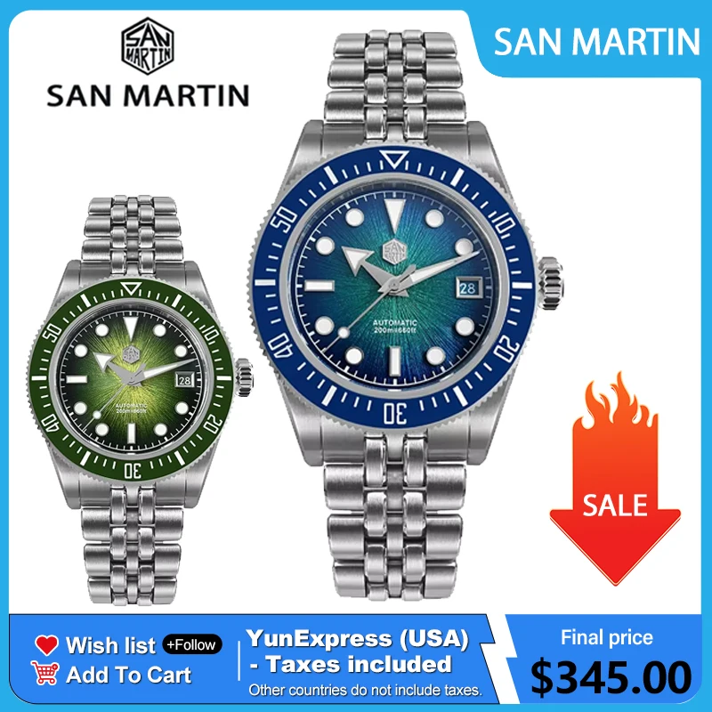 

Часы San Martin SN0148 Miyota 9015, эмалевый циферблат с солнечными лучами, автоматические механические водонепроницаемые часы 200 м, оригинальный дизайн, мужские часы для дайвинга