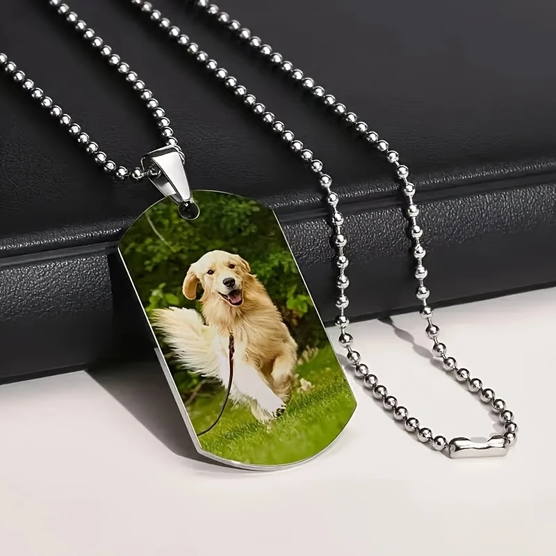 

Personalized Photo Dog Tag Necklace, Unique Custom Keepsake Present for Birthdays, Anniversaries & Daily Gifting