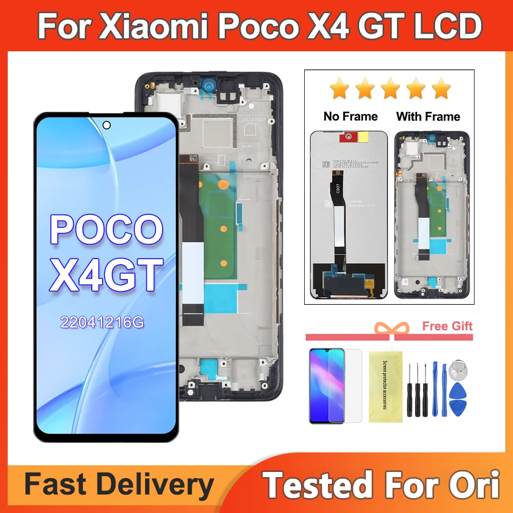 

6,6 ''оригинальные запасные части для Xiaomi Poco X4 GT ЖК-дисплея с сенсорным экраном и дигитайзером для Pocophone X4 GT 22041216 G ЖК-дисплей с рамкой