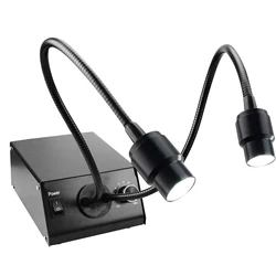 Dual Gooseneck Microscope Illuminator with Dimmer 6500K, Adjustable Brightness 100V~240V Shadow-Free Lighting