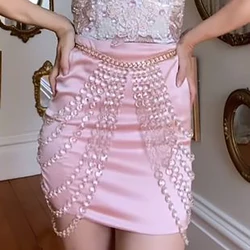 Winter Girlish Trendy Waist Chain Pink Stylish Body Jewelry Women's Fashionable Multilayered Accessories
