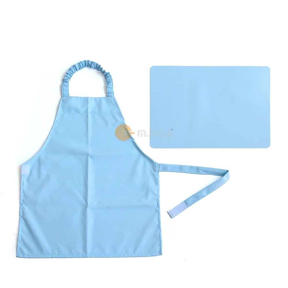 Waterproof Kids Apron and Silicone Working Mat Set for Girl Boy Montessori Practical Life