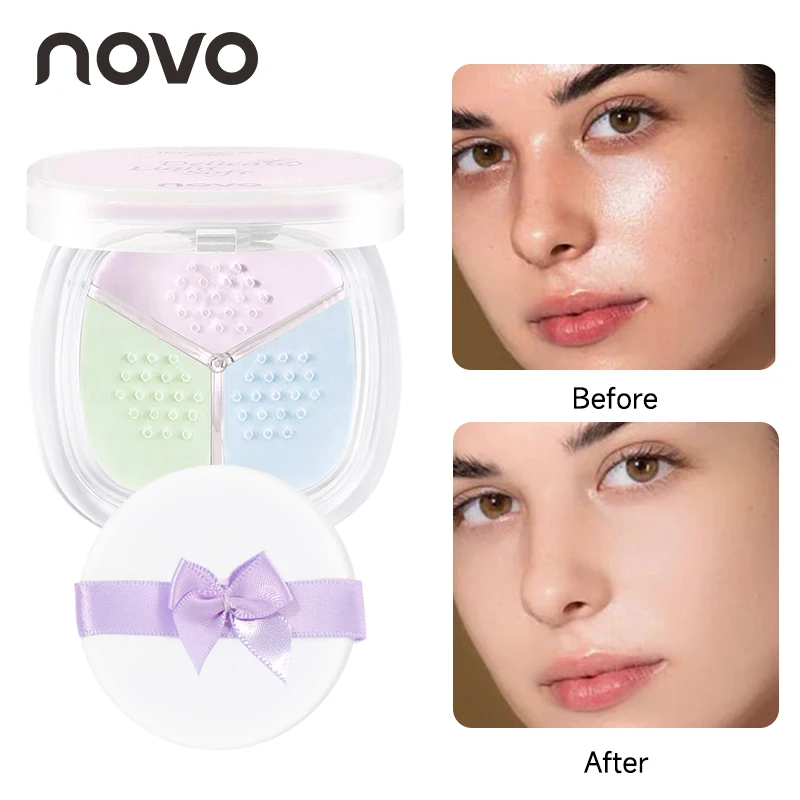 Polvo fijador de control de aceite 3 en 1, incluso tono de piel, polvo suelto mate resistente al agua de larga duración, vitamina E, maquillaje natural