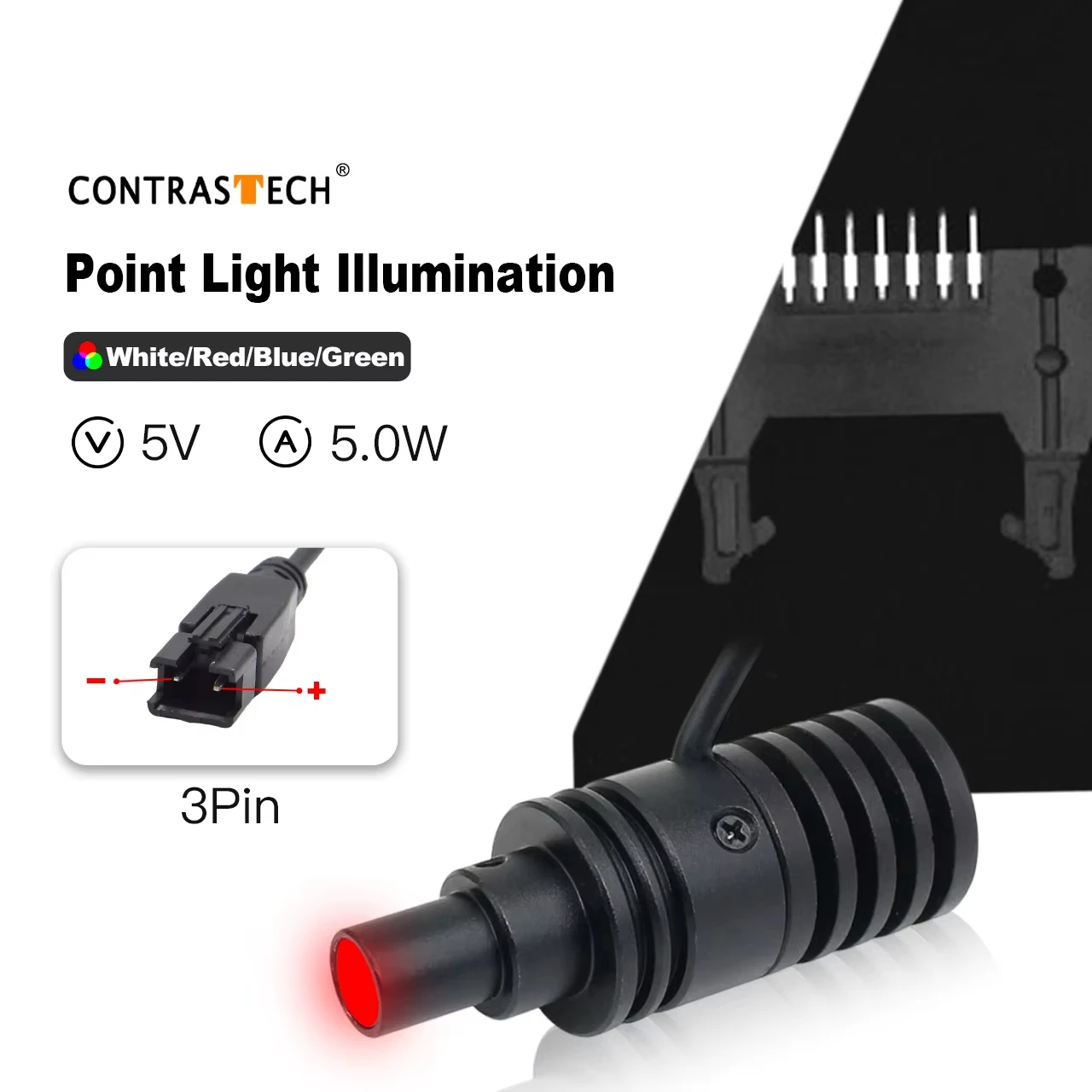 5V 3W Compact Telecentric LED Spot Light VT-LT3-PI2408-3W Machine Vision Illumination for Industrial Inspection and AOI System