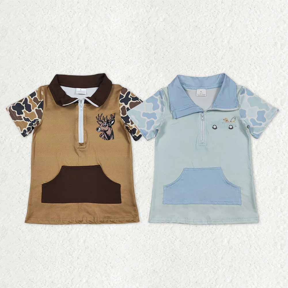 

z1218-06 BT1534 Wholesale Summer kids clothes boys Matching duck camouflage short sleeve top Boutique Children clothing
