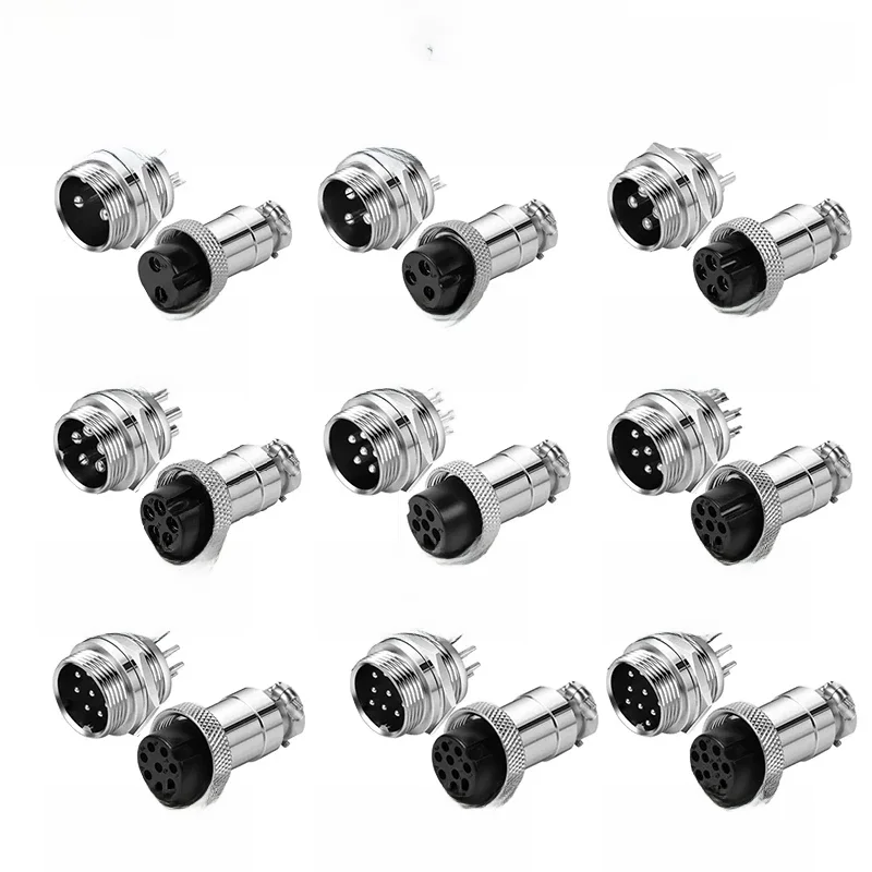 Connecteur GX16, petite prise d'aviation en métal, terminal de câble électrique 2/3/4/5/6/7 broches, type fixe et bout mobile femelle et mâle