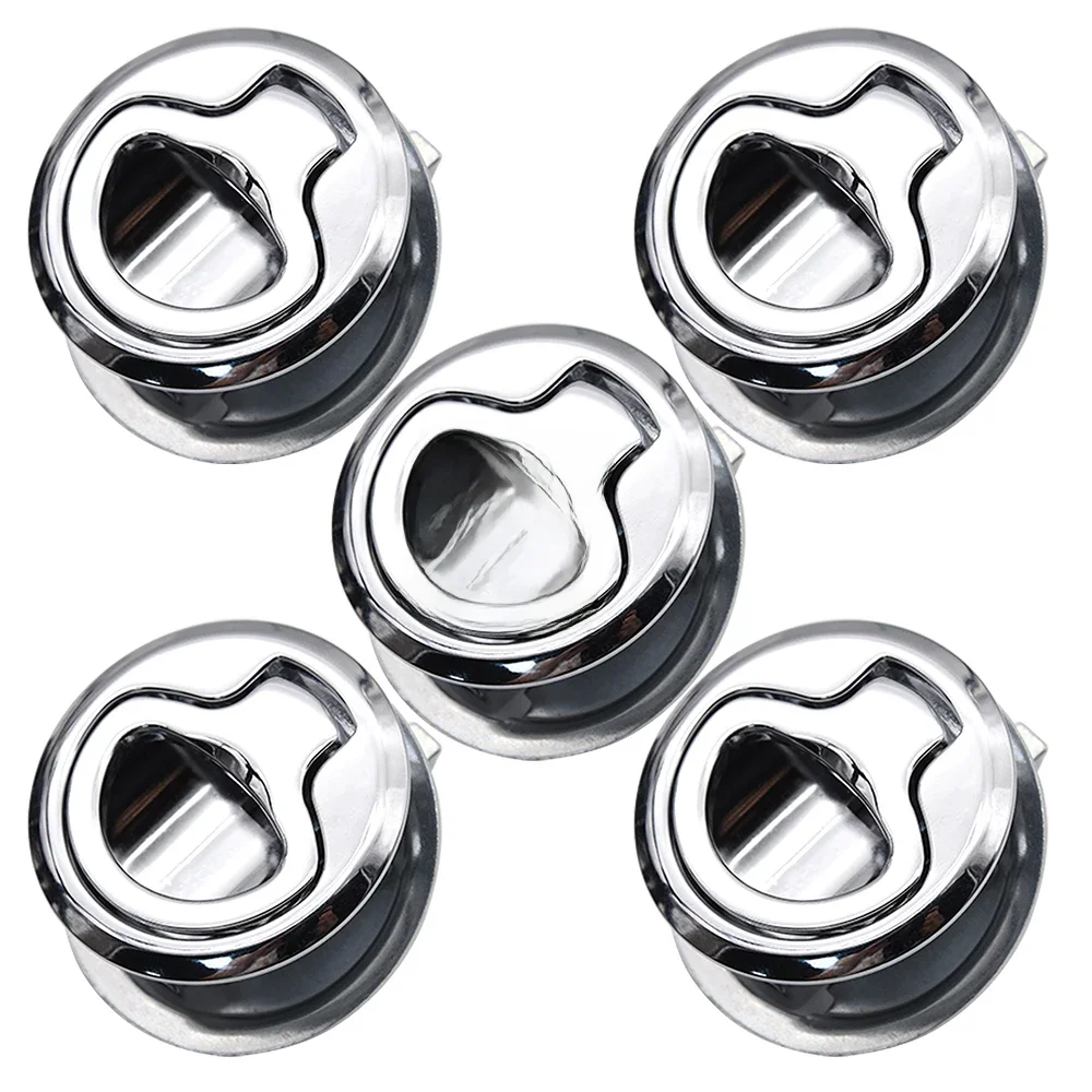 5szt Łódź Flush Pull Hatch Slam Latch For RV Yacht Camper Deck Door Round Zinc Allo Boat Accessories Marine Hatch Locking Locker — zdjęcie 2