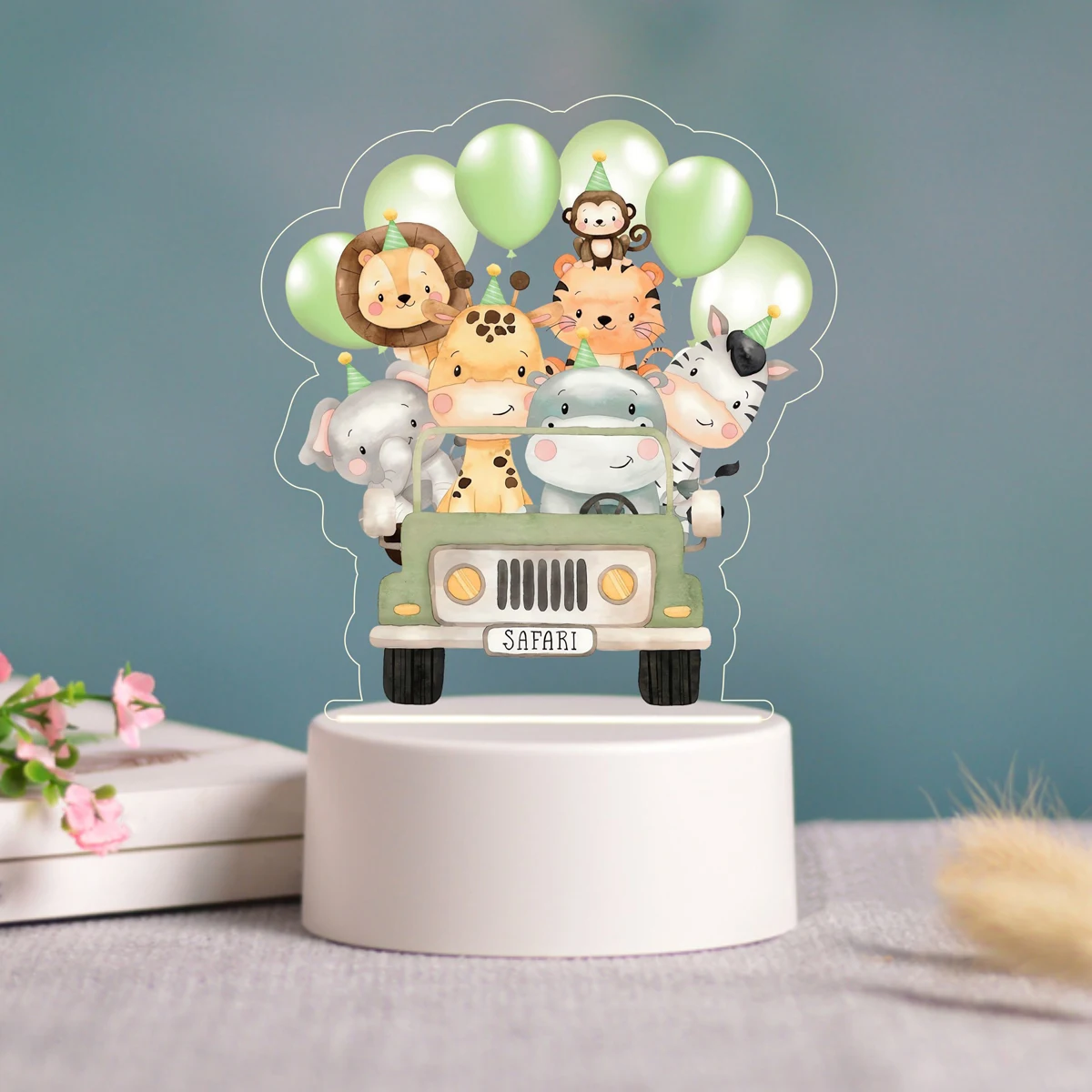 Jungle Animal USB Acrylic Night Light Board Wild One Birthday Party Decorations Kids Jungle Safari Party Decor Baby Shower Decor