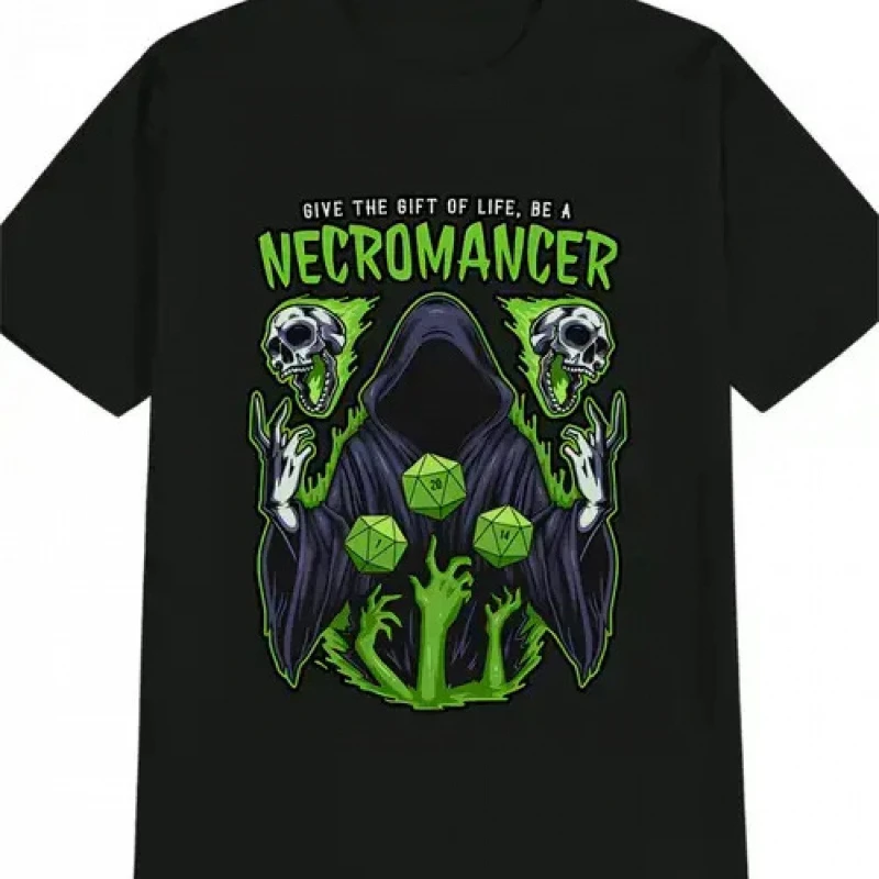 

Men'S Necromancer Graphic T-Shirt Casual Round Neck Tee with D&amp D Inspired Skull&amp D20 Print quot Give the Gift of Life&quo