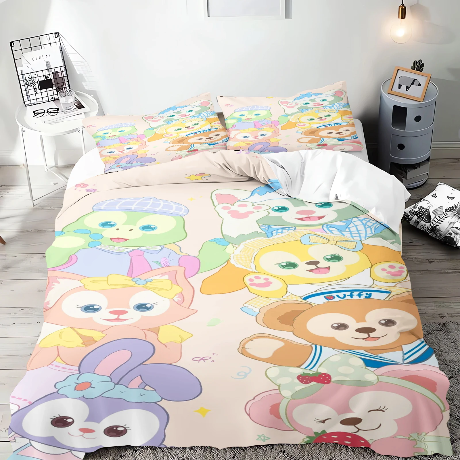 

StellaLou Duffy 3D детский комплект постельного белья для пар, милый пододеяльник с мультяшным принтом, 100% полиэстер, пододеяльник, комплект Twin King Size