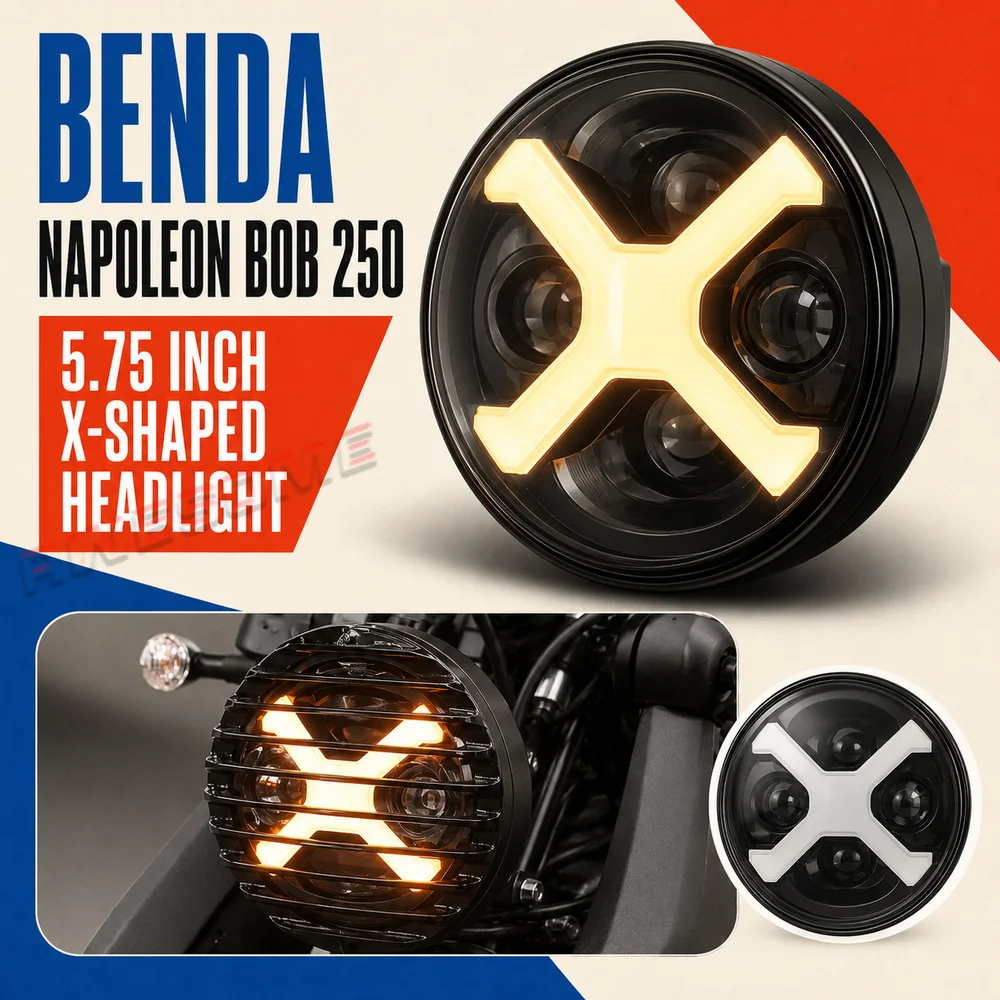 Modified Round Headlight Assembly For Fit BENDA 250 Napoleon Bob