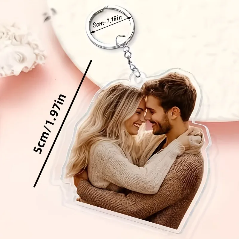 Personalized Photo Keychain - Couple Photo - Acrylic - Custom Photo - Wedding, Anniversary, Valentine's Day Gift