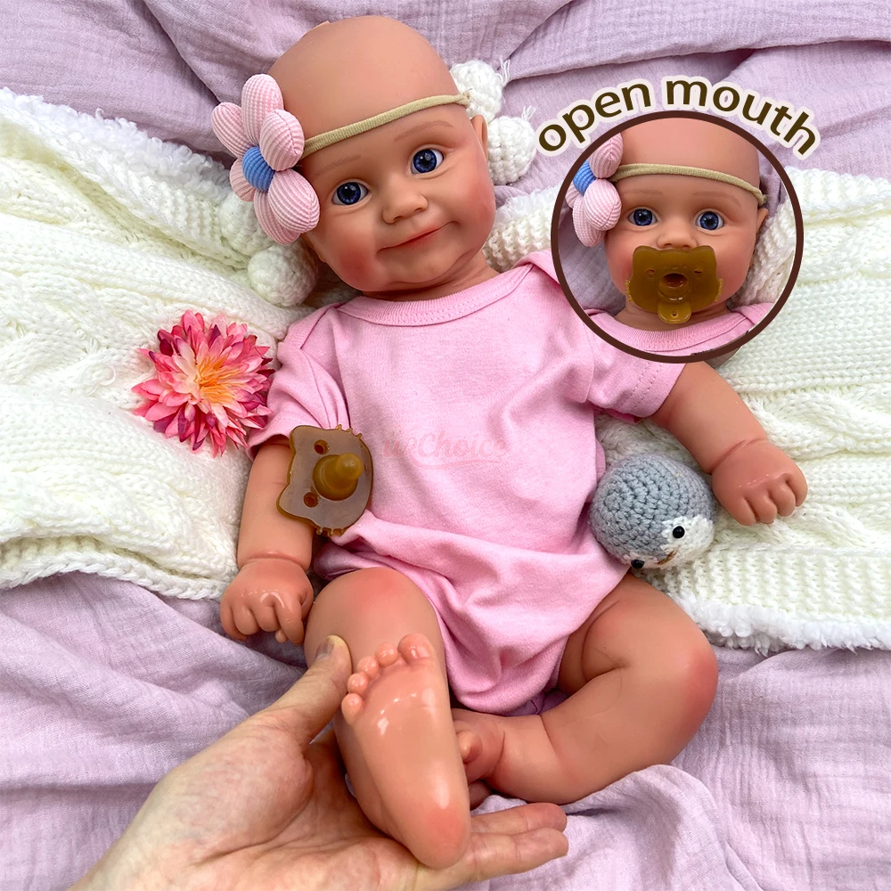 

20Inch Lifelike Handmade Silicone Reborn Open Eyes Baby Doll Maddie Finished Painted Realistic Newborn Collectible Toy Gift