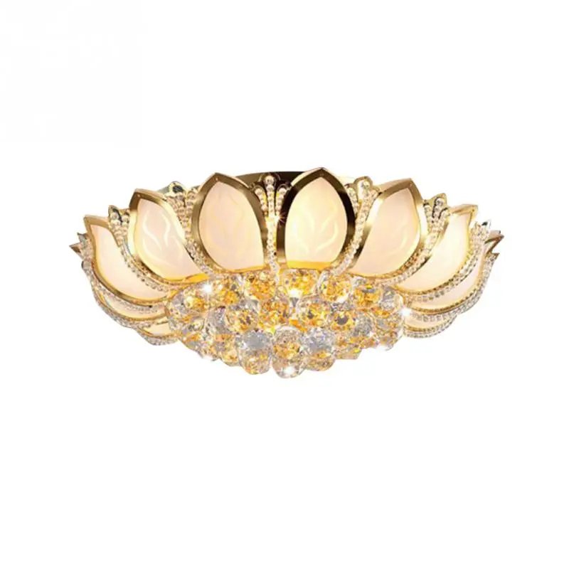 โคมไฟเพดานรูปดอกบัวสีทองทันสมัยขนาด 24 นิ้ว 8 หัว สำหรับห้องนอนและห้องนั่งเล่น