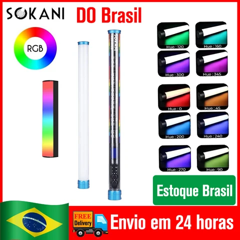 DO Brasil】Sokani X25 X8 X15 RGB Colorido Handheld Stick Light RGB LED Light Wand Estúdio Iluminação de Vídeo para TikTok/Transmissão ao Vivo