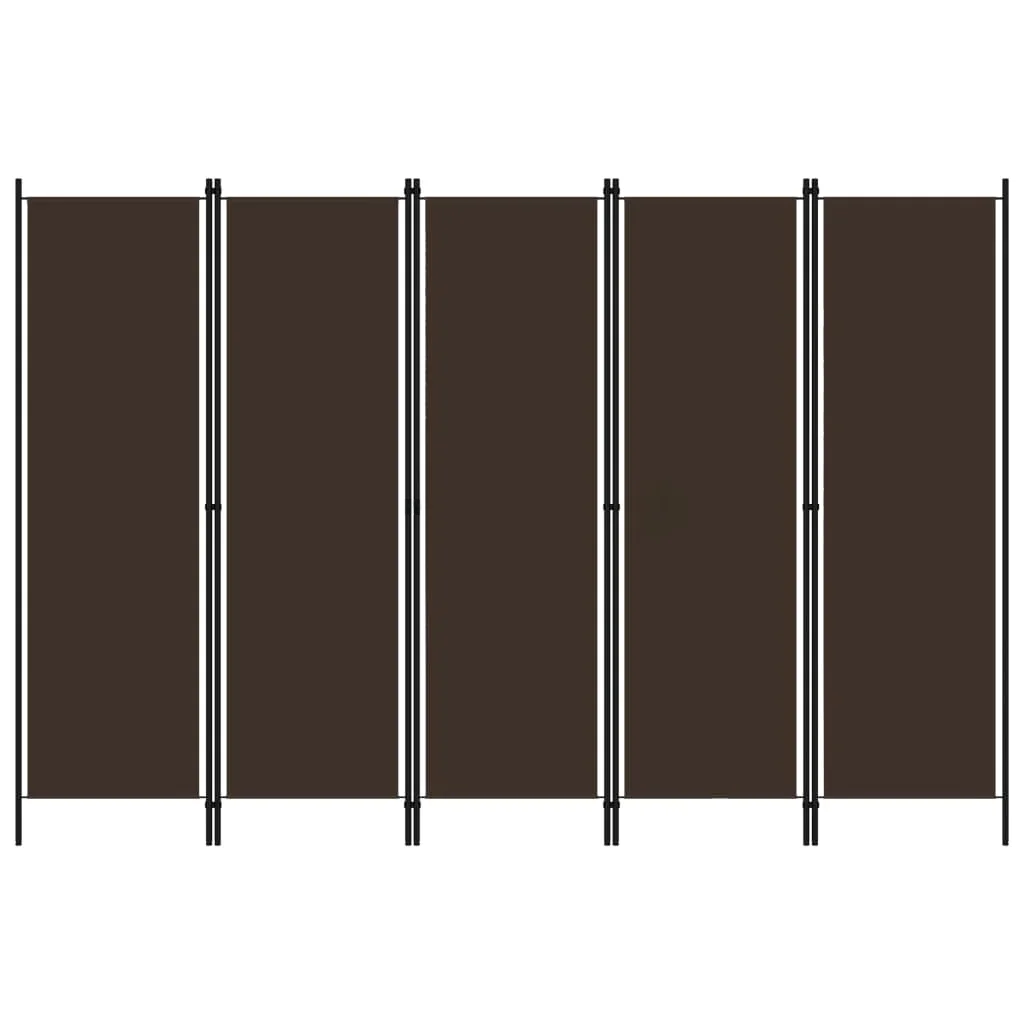 Vidaxl Brown 5-Panel Room Divider 250X180 Cm Privacy Screen,Blackout Screen,Interior Decoration