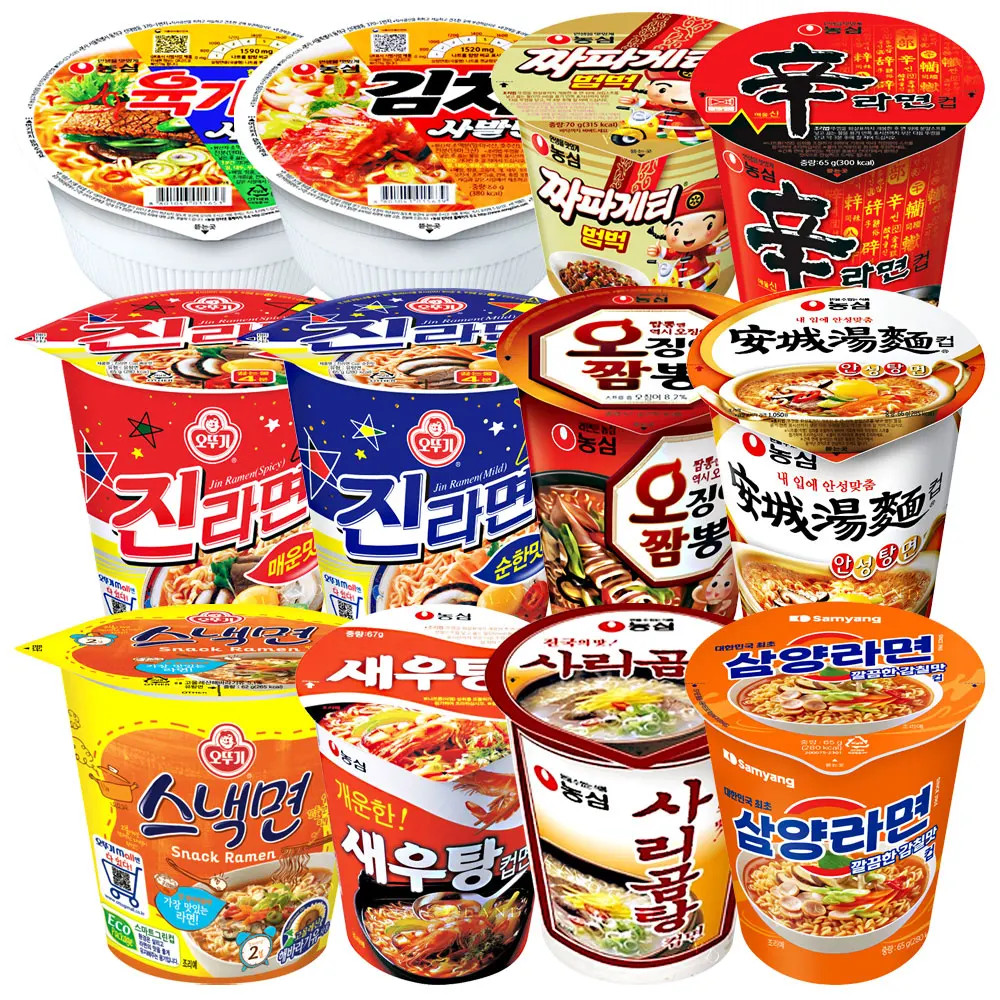 Cup Noodle Cop Set nac Noodle Gin Ramen Pure Taste Oak Anseong Shrimp Gomtang Samyang Ramen)