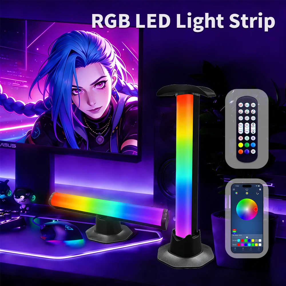 RGB 5V 180 Degree Ambient Light Bluetooth APP Gaming Computer Sound Activated Rhythm Light Desktop Atmosphere Light Night Light