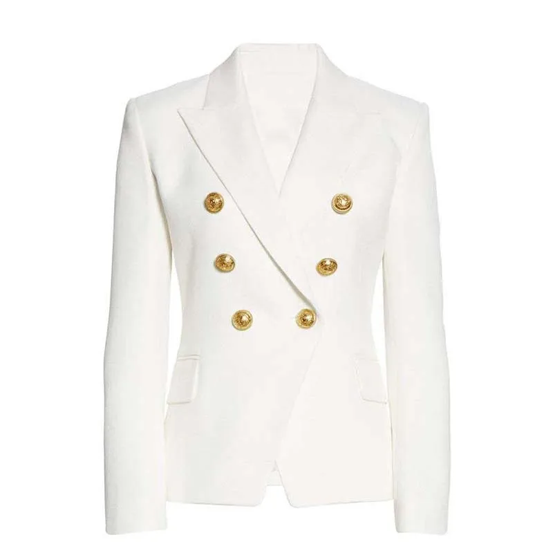 

Модный женский двубортный приталенный пиджак в европейском и американском стиле с металлической пряжкой в виде льва, пеньковый пиджак, ropa mujer, верхняя одежда traf