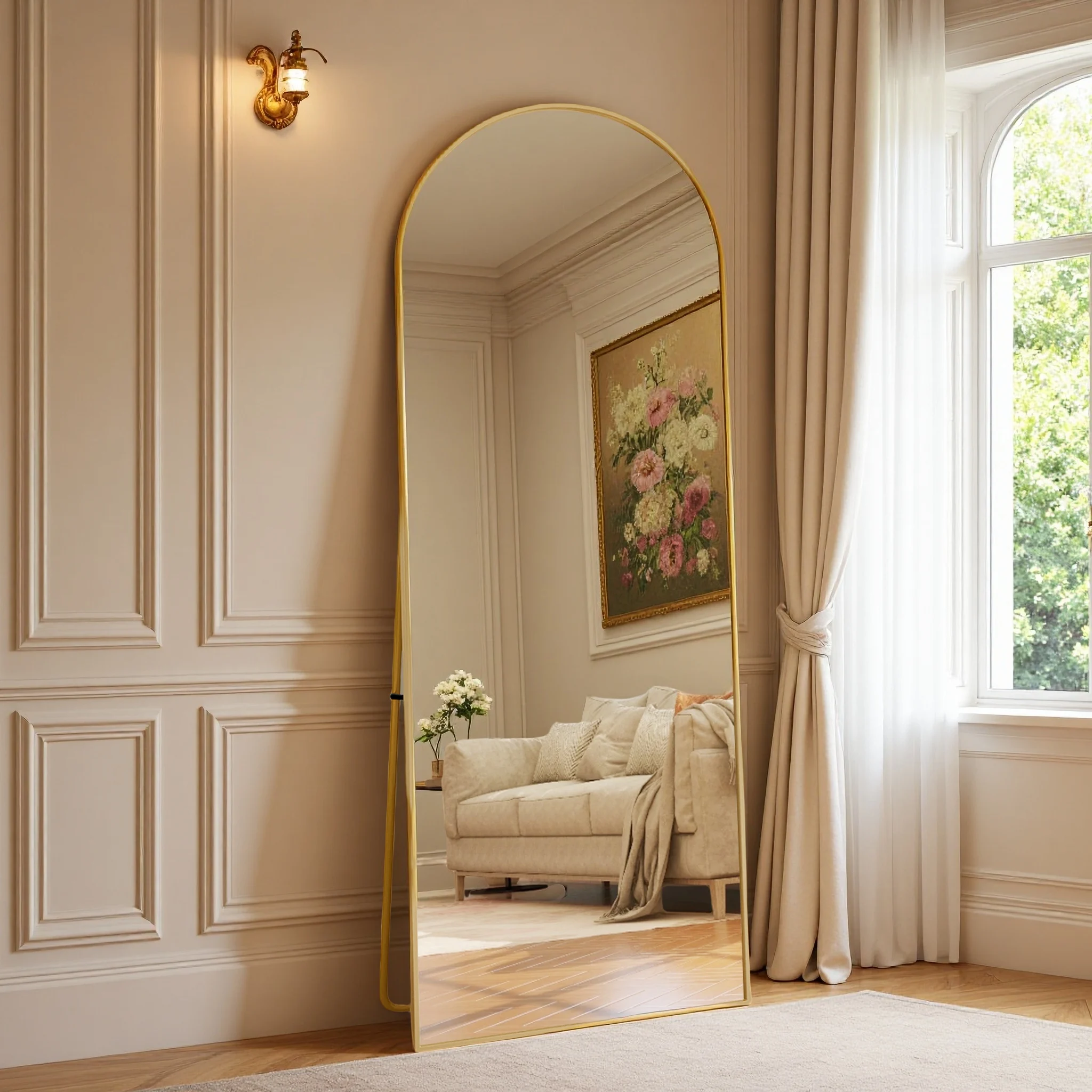 Superaly, 177 x 77 cm großer Ganzkörperspiegel, Standspiegel, Ankleidespiegel, Wandspiegel, Schminkspiegel, Heimspiegel, Standspiegel, geeignet für Wohnzimmer- und Schlafzimmerdekoration, Gold