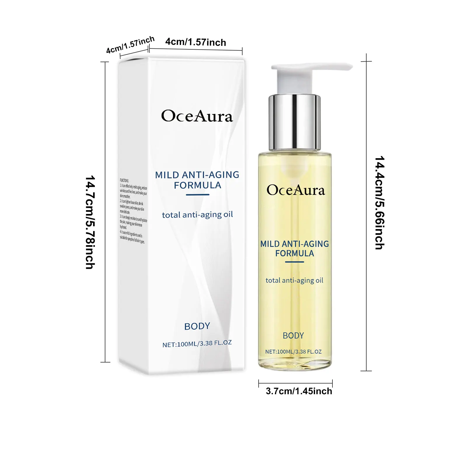 Oceaura زيت العناية بالبشرة للجسم مغذي خفيف يمنع الشيخوخة وإزالة التجاعيد وتحسين النعومة وتقليص المسام وزيت الجسم المرطب