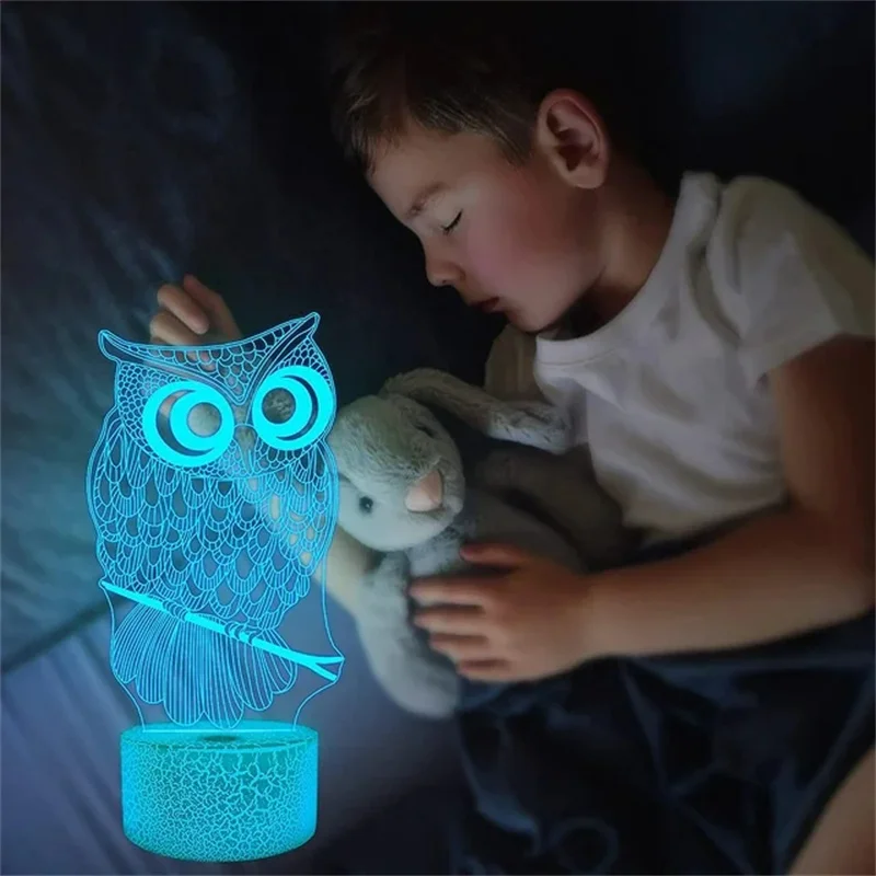 Animal Owl 3D Nightlight Bedroom Nightlight Cute Bird Toy Nightlight Creative New Strange Gift Desk Lamp USB Atmosphere Light