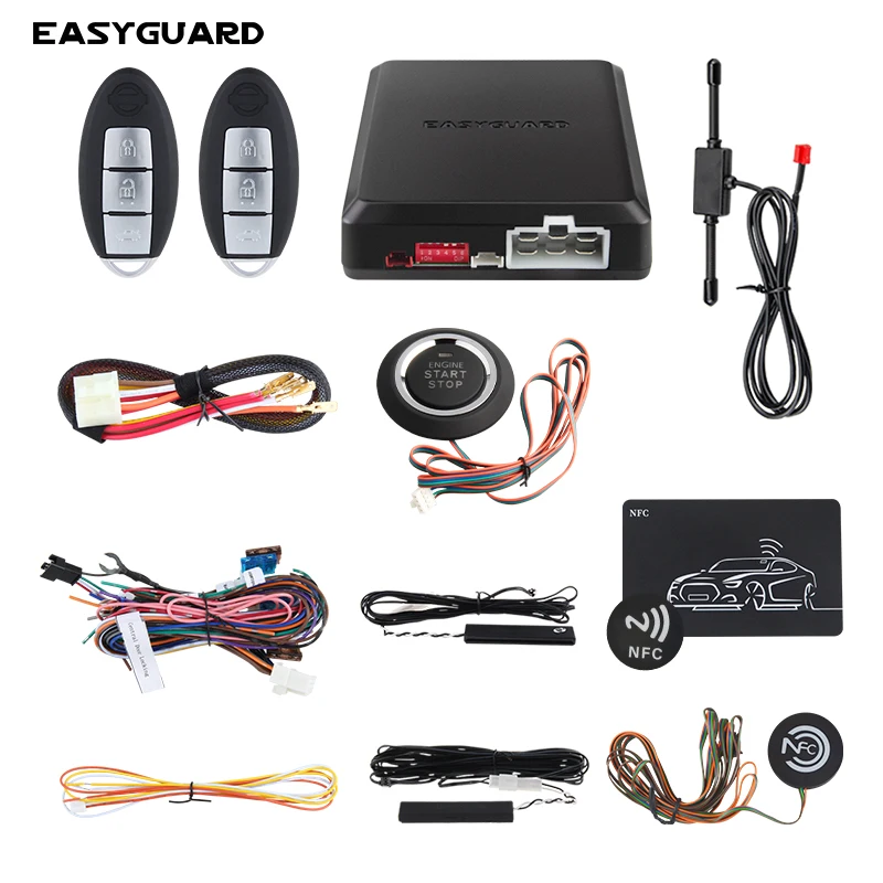 

EASYGUARD PKE car alarm system auto start push button start passive keyless entry remote start stop NFC lock and unlock