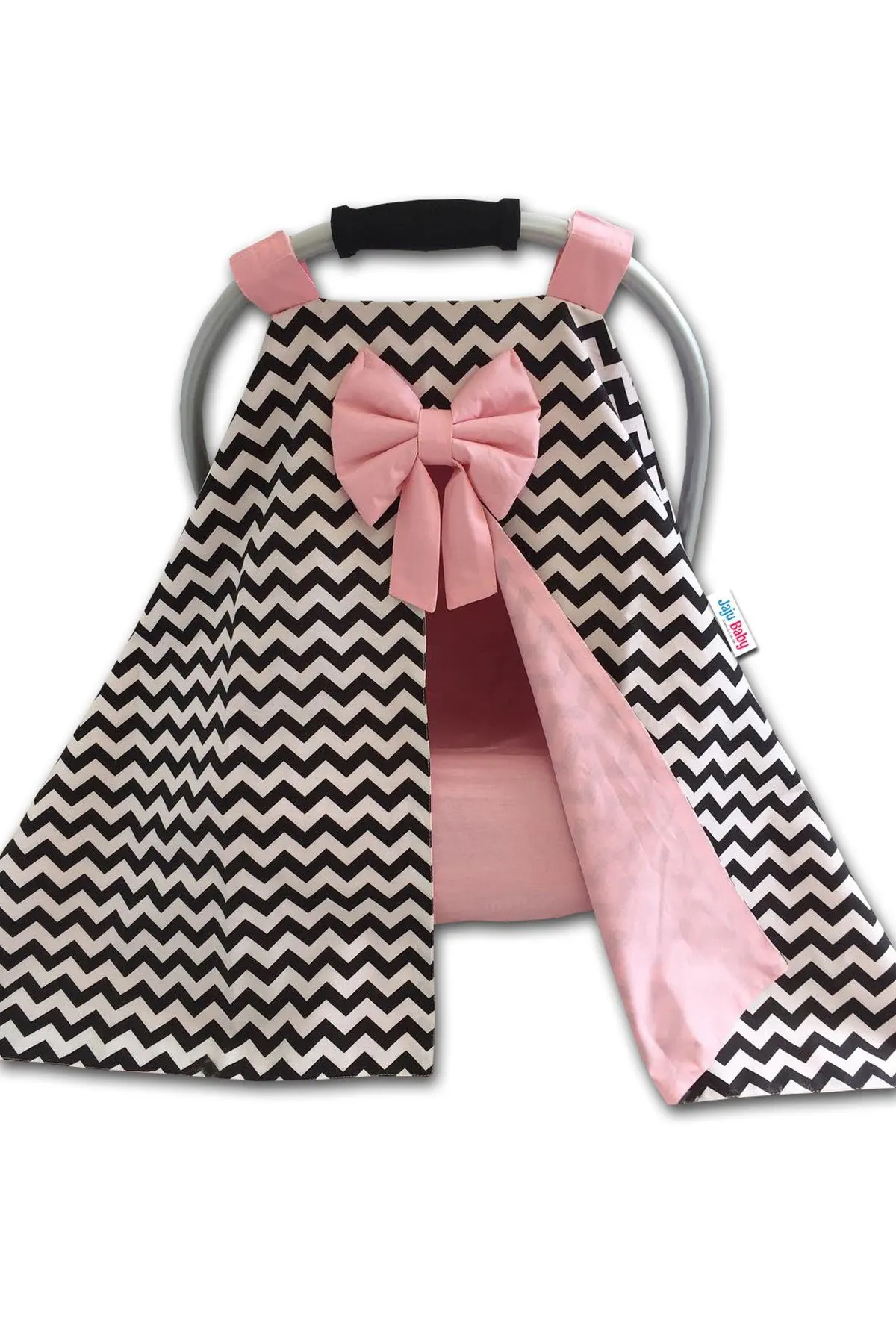 Handmade Black Zigzag and Pink Combination Stroller Cover and Inner Cover