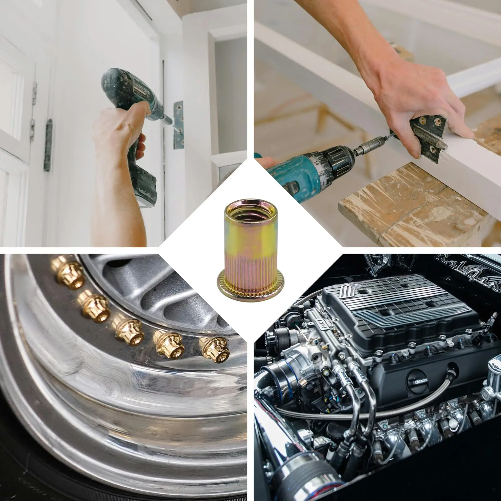 Kit dado rivetto metrico da 175 pezzi: M3 M4 M5 M6 M8 M10 testa piatta, dadi inserto UNC in acciaio al carbonio zincato