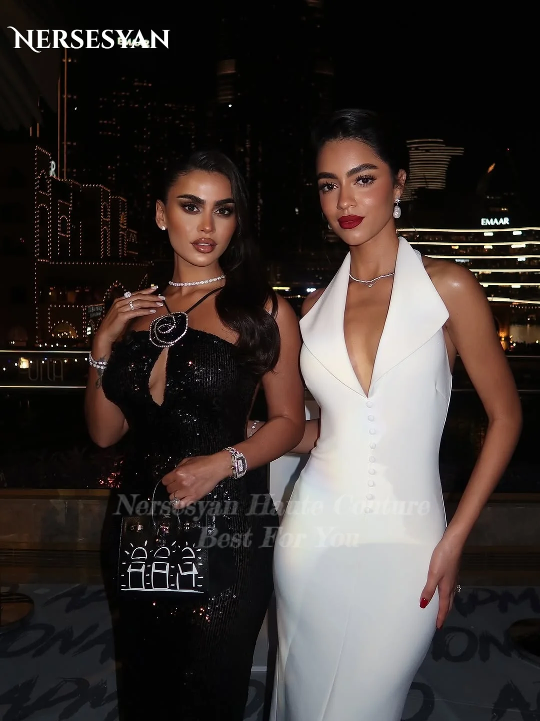 Nersesyan 럭셔리 머메이드 이브닝 드레스 오프 숄더 버튼 포멀 드레스 바디콘 새틴 아랍 여성 파티 가운 2026 맞춤형