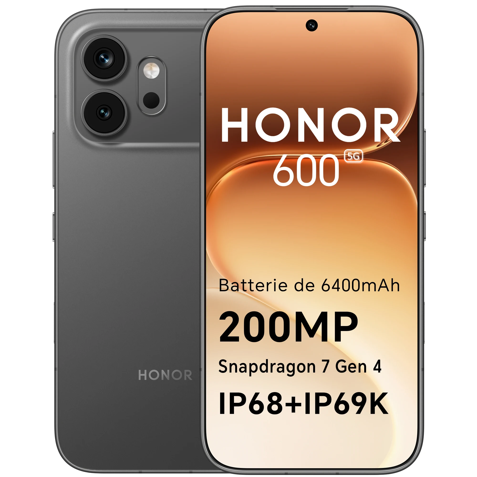 HONOR 600 Smartphone 5G Dual SIM, 8GB RAM 256/512GB, 6400 mAh, Caméra 200MP Ultra Haute Définition, Android 16, 6,57 pouces Écran AMOLED