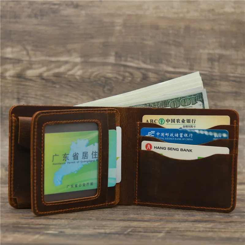 2022 Minimalist Genuine Leather Men Wallet with Coin Pocket Man Credit Card Holder Short Slim Wallet Handmade Money Bag Purse