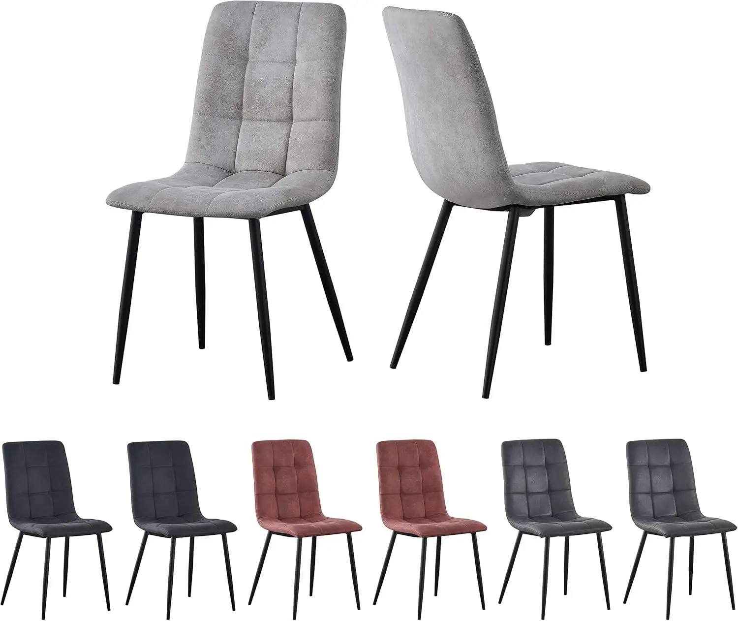 MCC Direct Esszimmerstuhl Henri im 2er Set aus Kunstvelourleder mit Metallbeinen, Designerstuhl, Küchenstuhl, in 4 Farben erhältlich