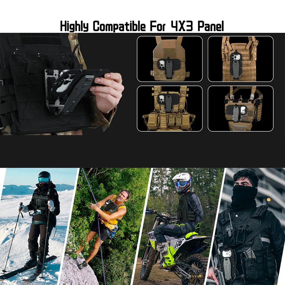 

Plate Carrier Phone Mount Tactical Phone Chest Holder Upgrade,Foldable and 180° Rotatable for Screen Size 4.7"-6.7" (Black)