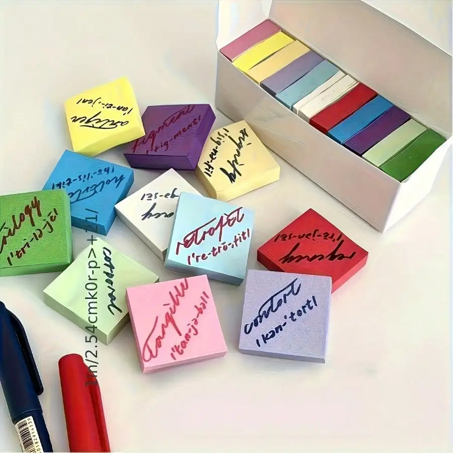 11 كتابًا ملاحظات لاصقة مربعة متعددة الألوان، ذاتية اللصق، مناسبة للاستخدام المكتبي والمدرسة والمنزلي، ملاحظات لاصقة ملونة #2