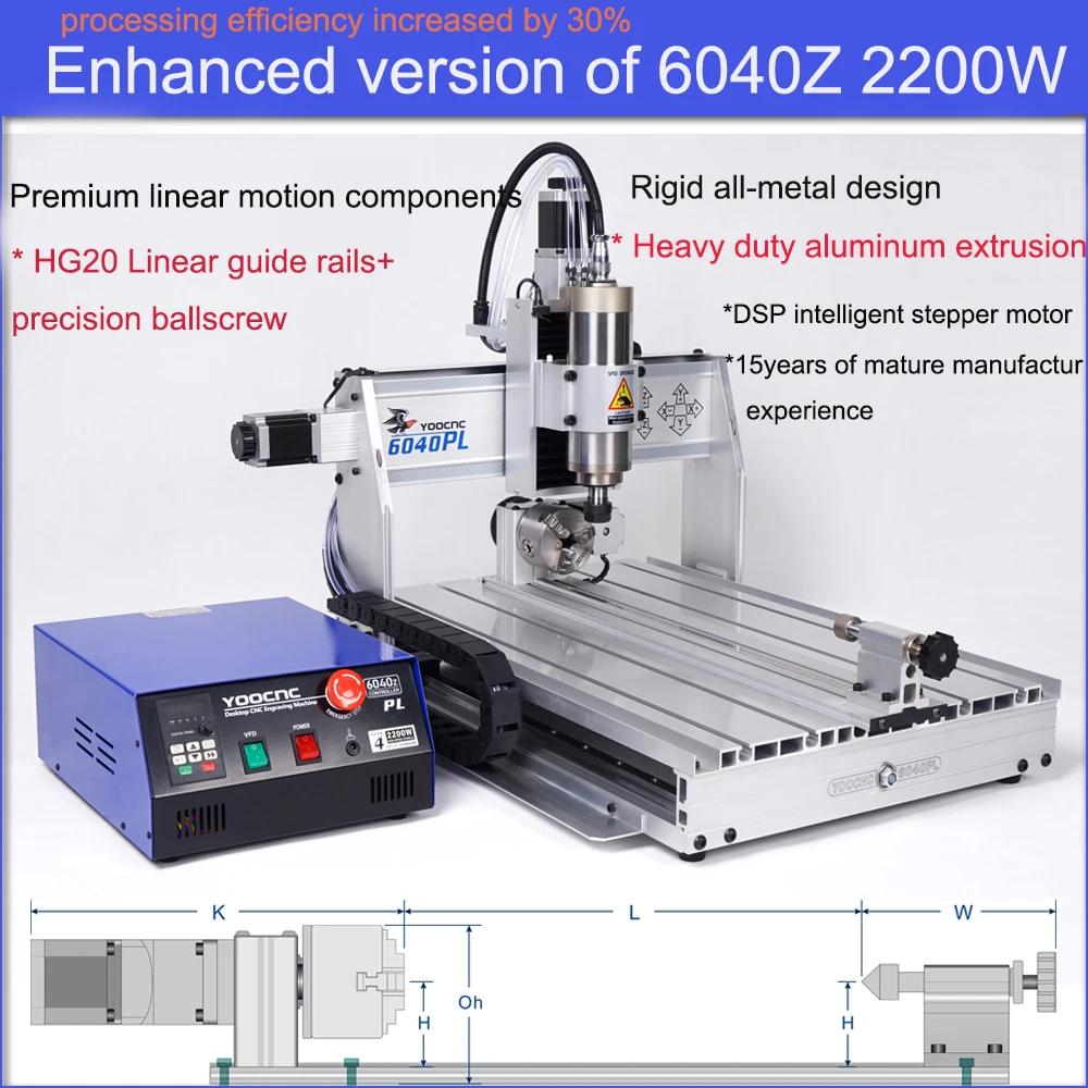 NEW version more precise 6040 CNC engraving machine with 2.2KW spindle woodworking engraver aluminum metal CNC router machine