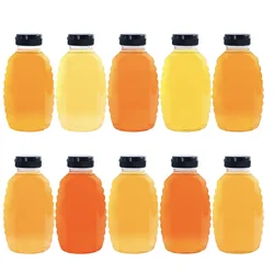 20PCS 10oz Plastic Honey Jars – Clear Squeeze Bottles with Leakproof Flip-Top Caps, Empty Honey Containers for Storing & Dispens