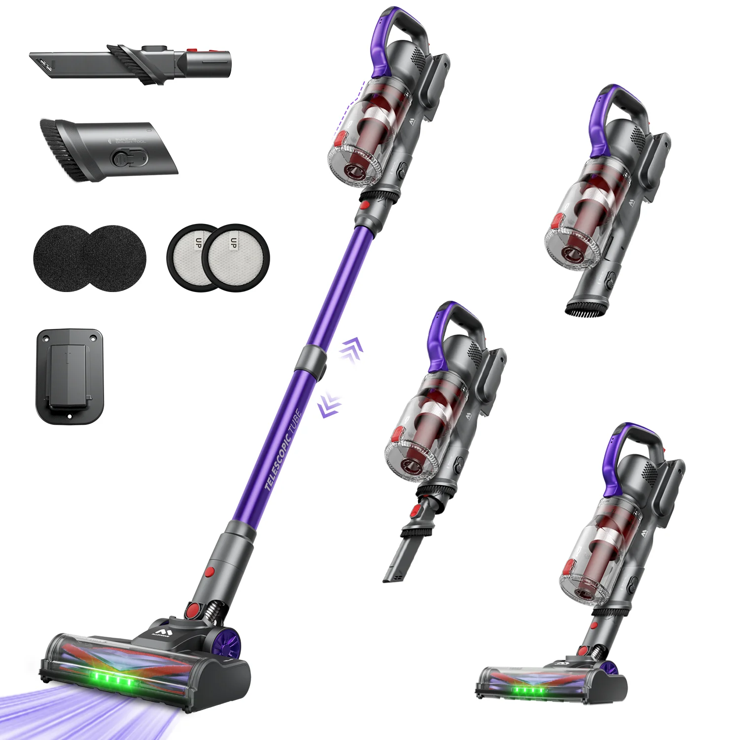 A03 Cordless Vacuum Cleaner 45KPa Smart Handheld Stick Vacuum, 60Min Runtime, Anti-Tangle Brush, Self-Standing, Powerful Cordless Vacuum Cleaner for Home Clean Carpet Hard Floor Pet Hair