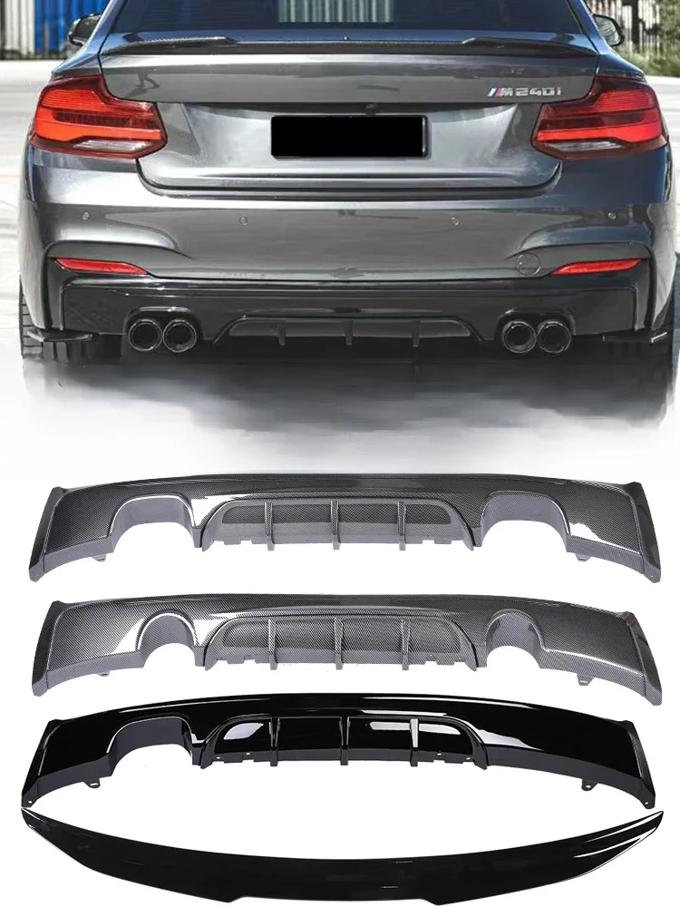 Diffuseur de pare-chocs arrière en carbone brillant à lèvres noir M Tech MP Kit de carrosserie diffuseur Spoiler pièces automobiles pour BMW série 2 F22 F23 2014-2020