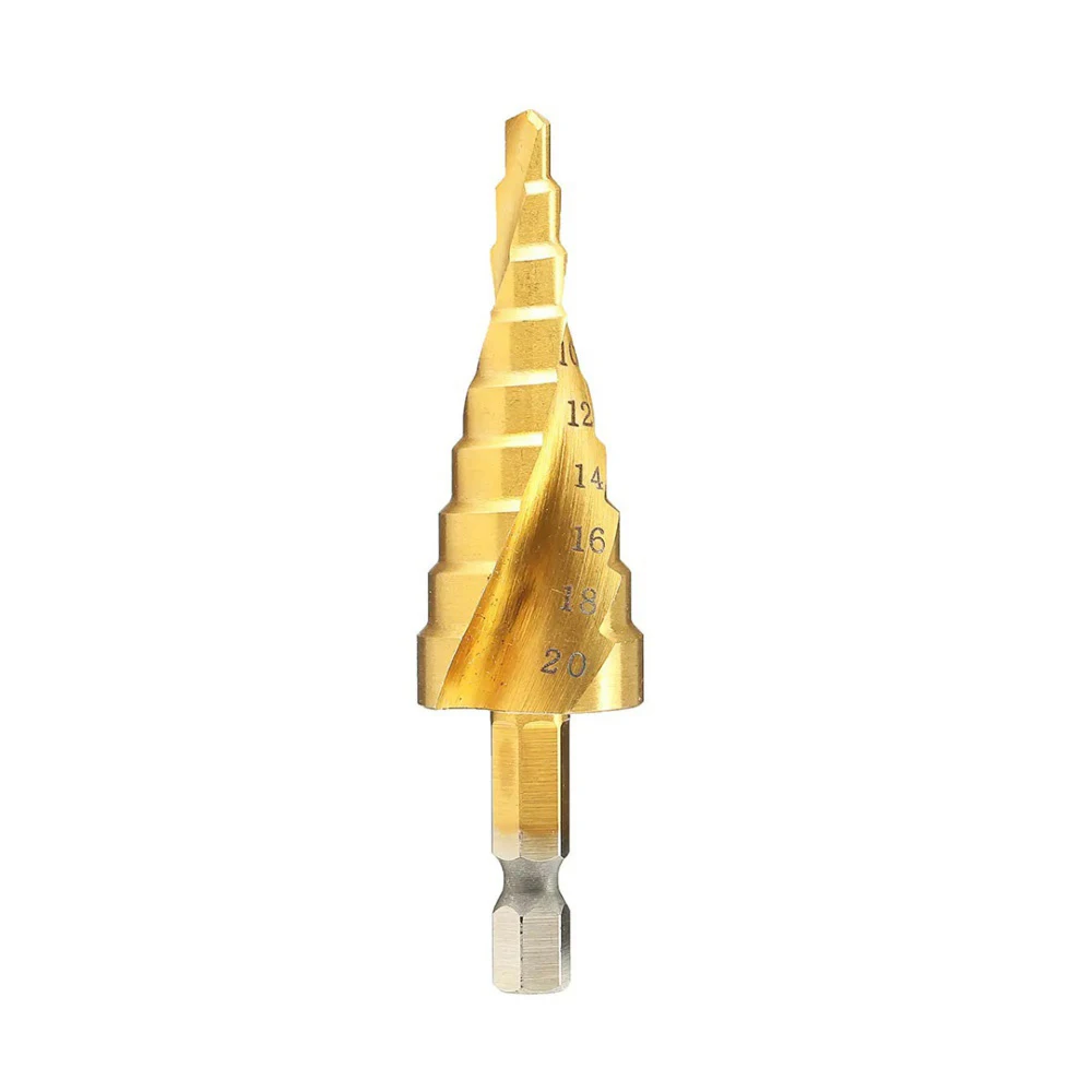 STONEGO 4-12/20/32mm HSS Spiral Grooved Center Drill Bit Solid Carbide Titanium Step Cone Drill Bit Drill Accessories