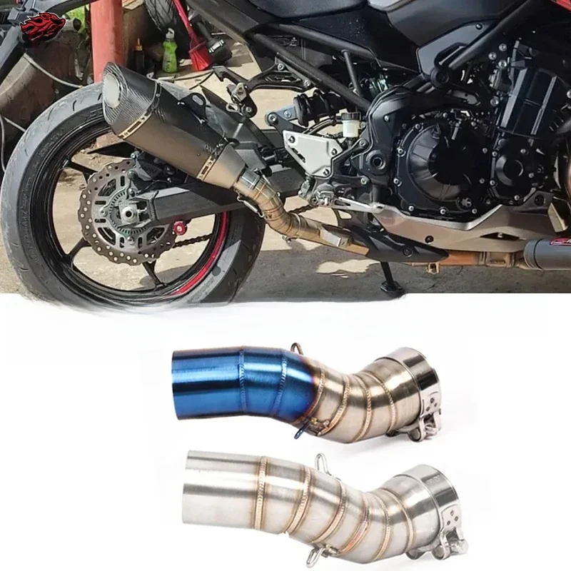 Slip On dla Kawasaki Z900 A2 Z900e 2017-2023 tłumik wydechowy motocykla ucieczka Moto modyfikowana rura ze stali nierdzewnej środkowa rura łącząca — 2