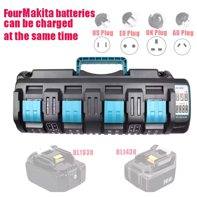 Dc18Sf 4-Port Li-Ion Akku-Ladegerät für Makita Bl1430 Bl1830 14,4V 18V USB-Ladegerät für Mobiltelefone Powerbank Dc18Re Dc18Rd Dc18Rf