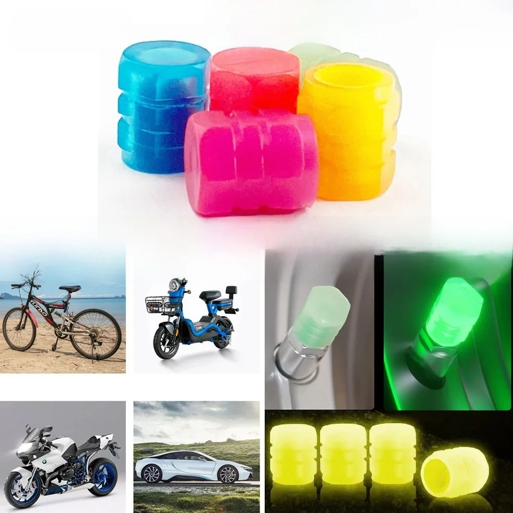 Bouchons de assujetShoous phosphorescents pour voiture, valves de moto et de vélo, décoration de couvercle de moyeu de roue, lueur dans le noir