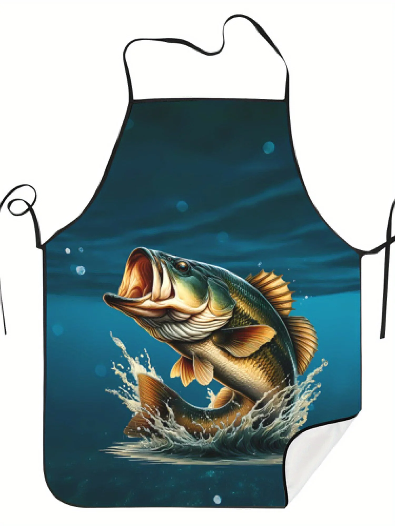 1 Piece of Fun and Colorful Apron with a Retro Design of a Bass Fish Underwater Scene, Suitable for Both Men and Women, Ideal for Crafts, Baking, Painting, Kitchen Work, Cleaning, Cooking, Chef, Waiter, Cafe, and Barbecue Restaurant Aprons, 21.7× 28.7inch , Perfect Holiday Gift for Family and Friends