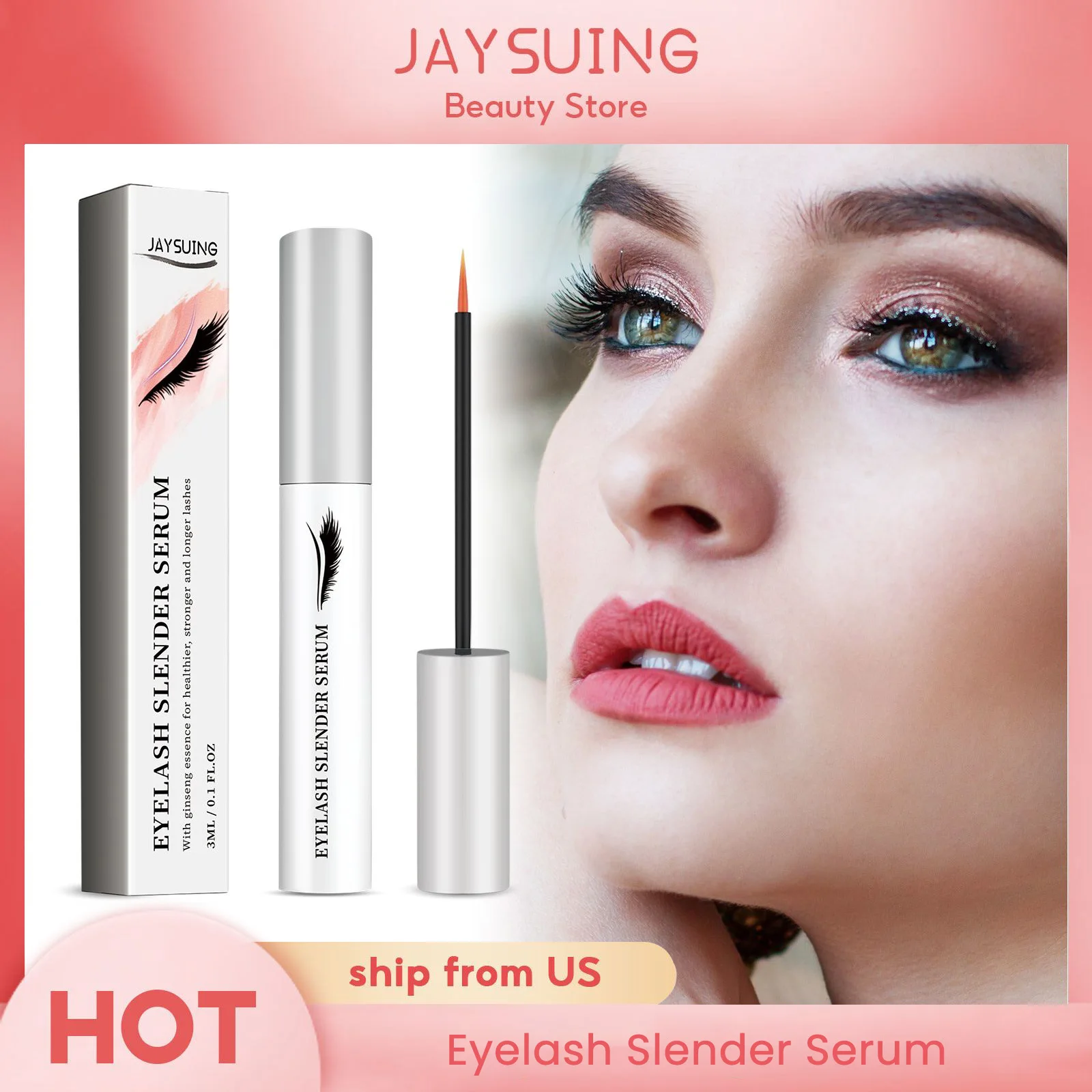 Jaysuing Wimperserum Met Ginseng Essentie voor Gezonder Sterkere en Langere Wimpers Natuurlijke Curling Lash Lifting Verzorging Wimper Slend